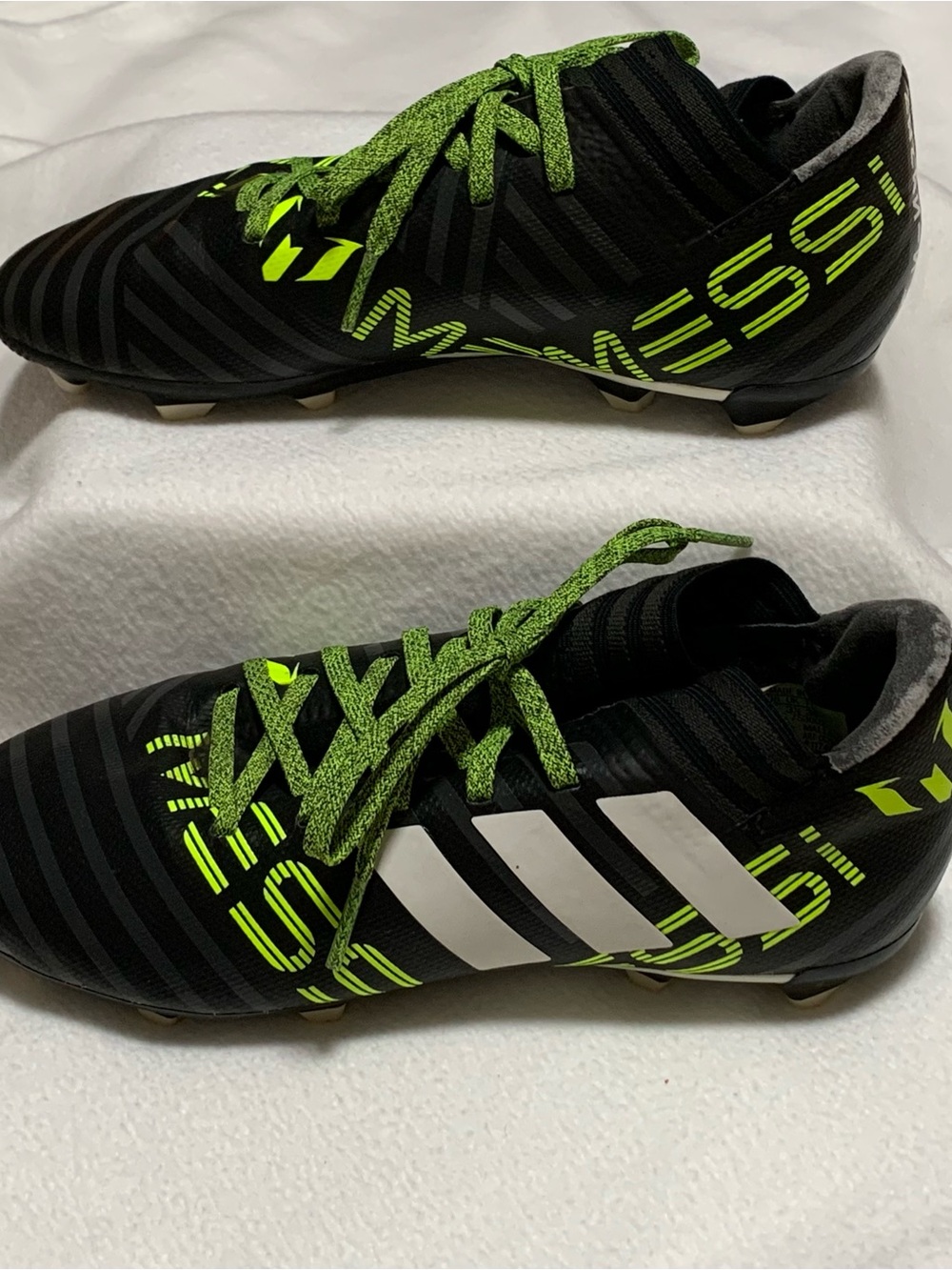 adidas Kids Black and Neon Green Messi Soccer Cleats